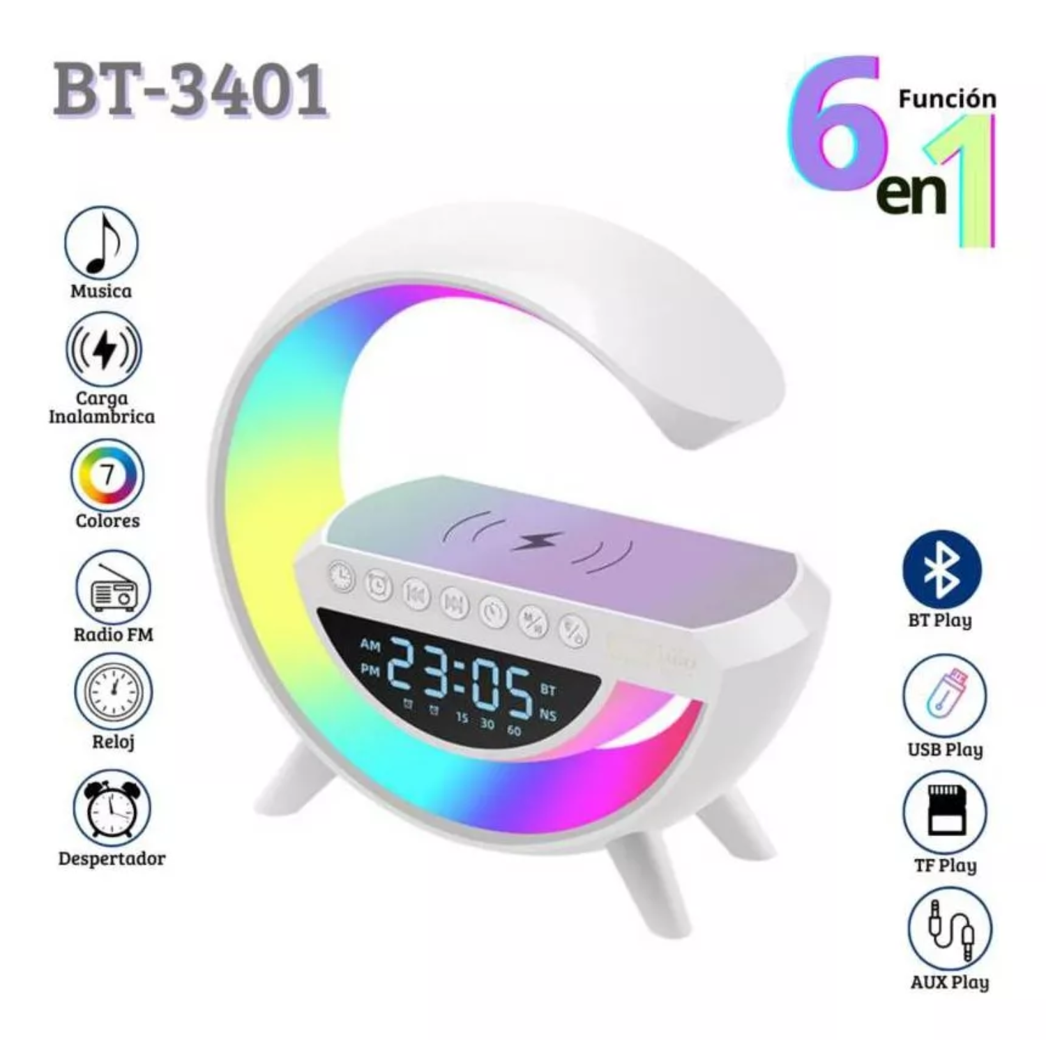 Parlante Lampara G Cargador Inalambrico